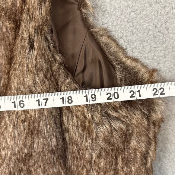 J. Jill Women’s Brown Faux Fur Hidden Button Front Vest Plus Size XL Retro Fall - Picture 4 of 9